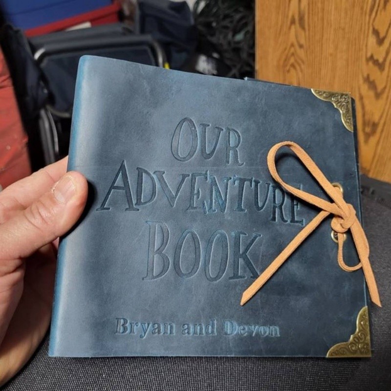 Our Adventure Book Personalized Leather Photo Album Scrapbook For Valentine's Day Anniversary Gift