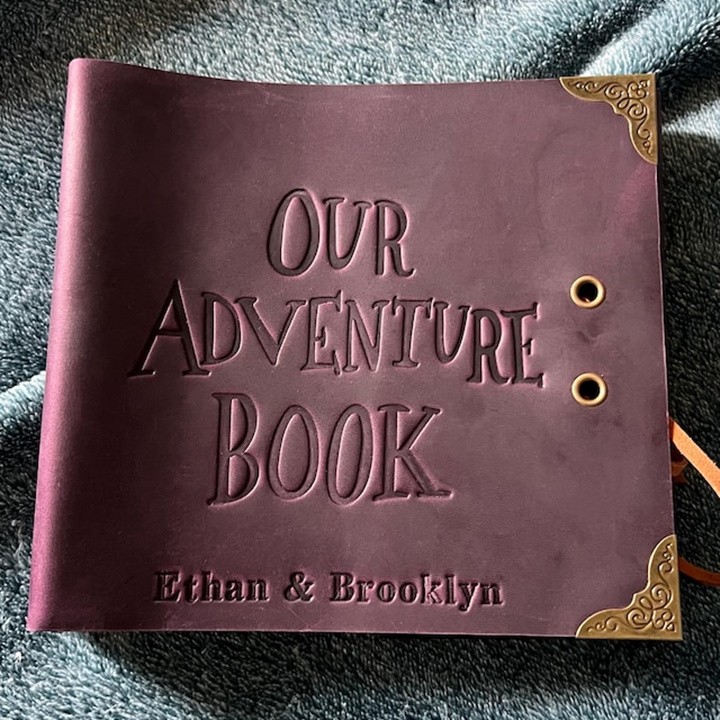 Our Adventure Book Personalized Leather Photo Album Scrapbook For Valentine's Day Anniversary Gift