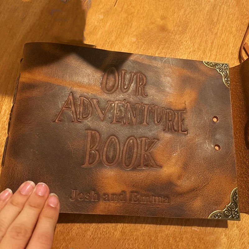 Our Adventure Book Personalized Leather Photo Album Scrapbook For Valentine's Day Anniversary Gift