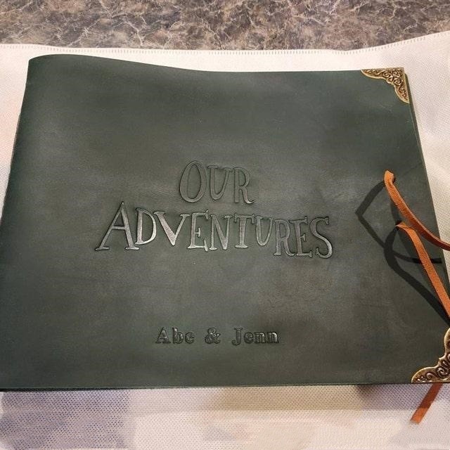 Our Adventure Book Personalized Leather Photo Album Scrapbook For Valentine's Day Anniversary Gift