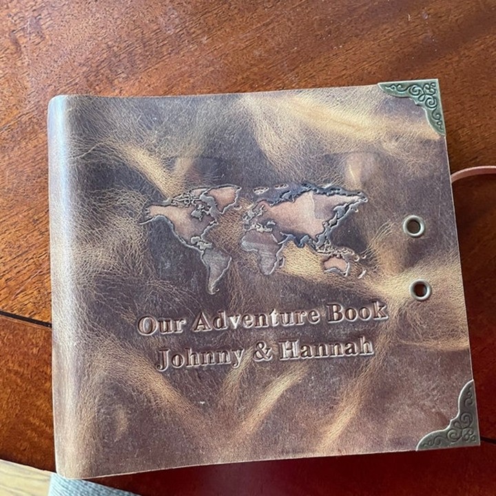 Our Adventure Book Custom Leather Photo Travel Album For Valentine's Day Anniversary Couple Gift