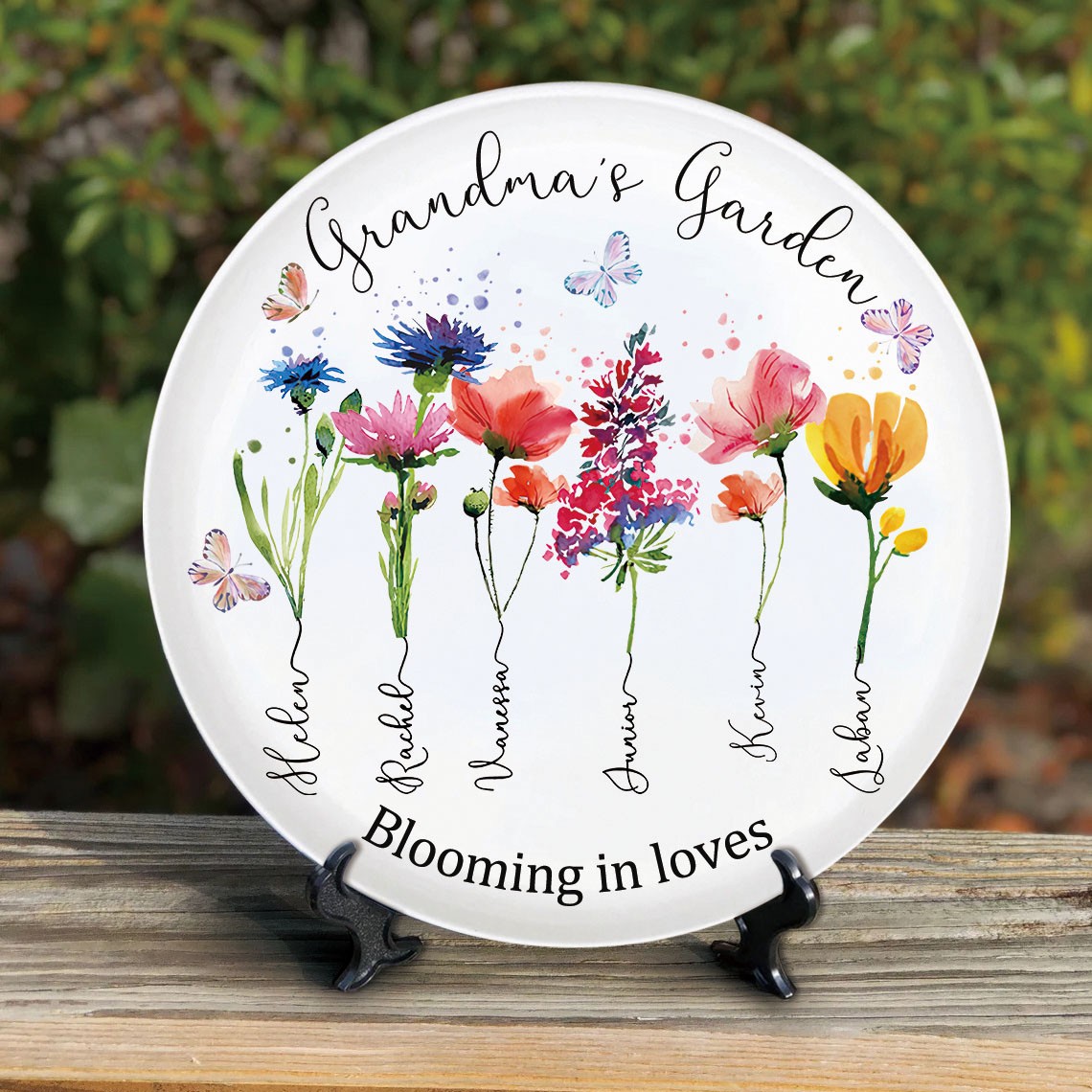 Custom Grandma's Garden Birth Flower Platter For Christmas Mom Grandma Gift Ideas