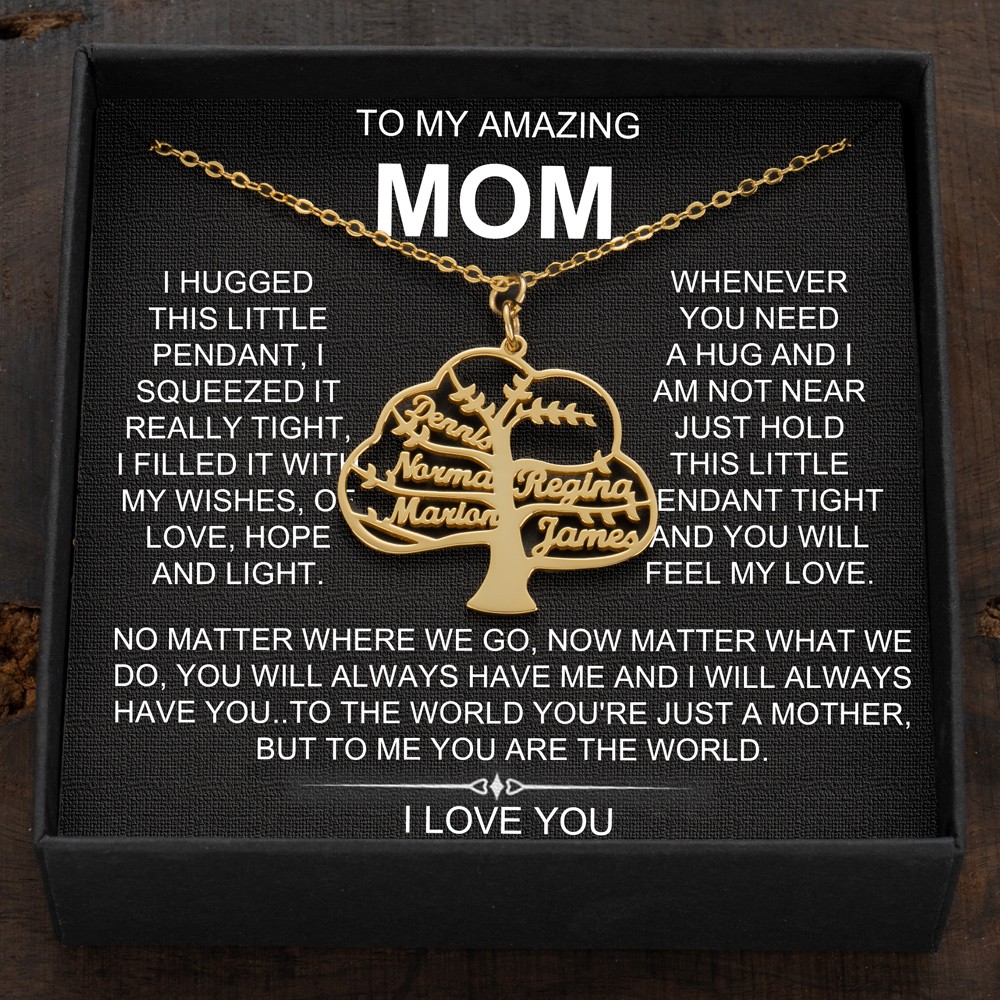 Custom Family Tree Name Engraved Necklaces For Mother's Day Gifts