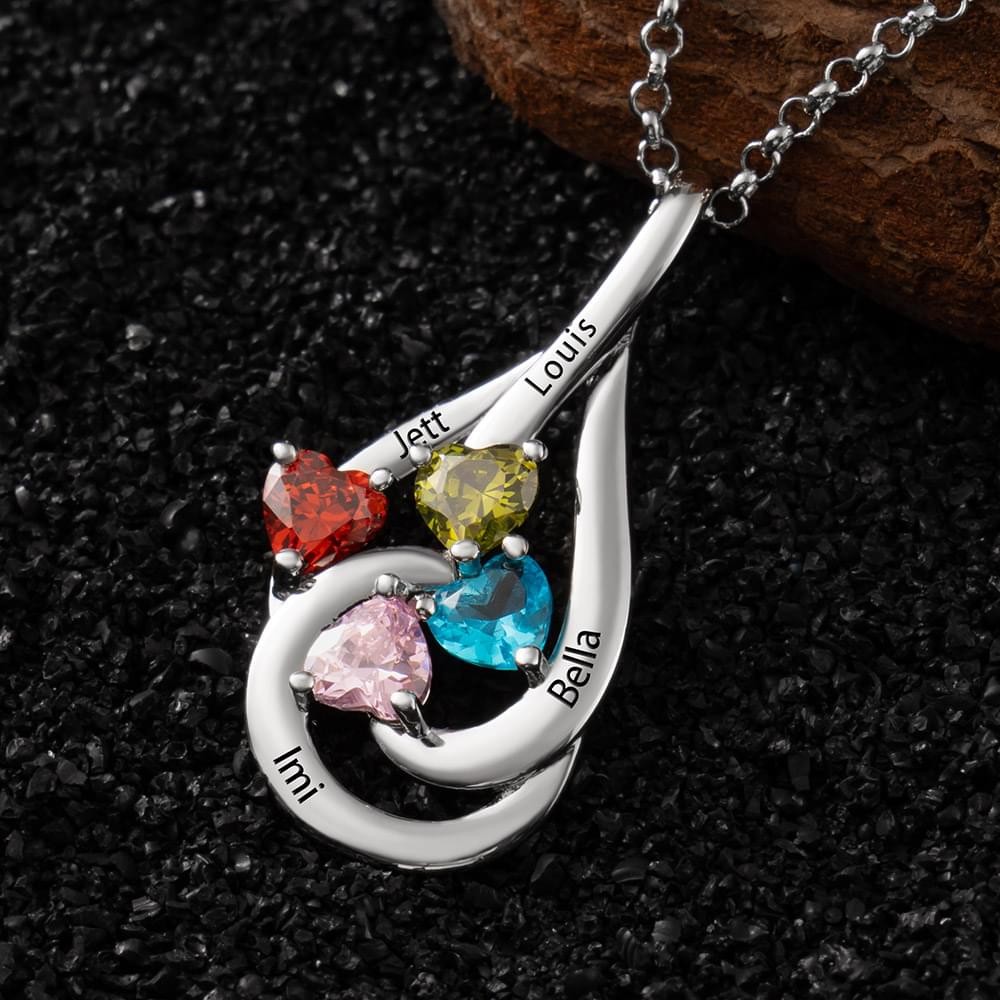 Personalized Teardrop Necklace with Custom Kids Name For Mother's Day Birthday Gift Ideas