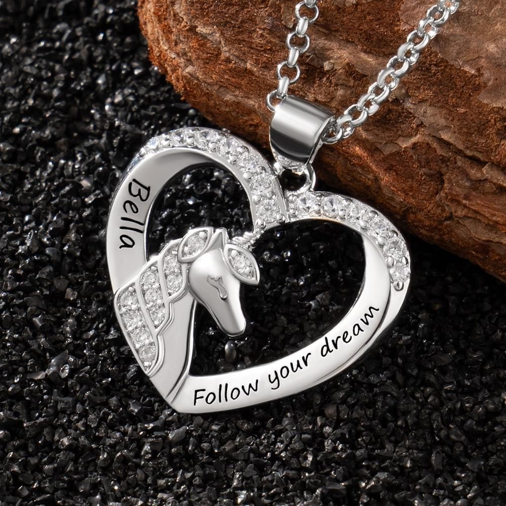 Personalized Horse Necklace with Custom Secret Message For Girlfriend Wife Horse Lovers