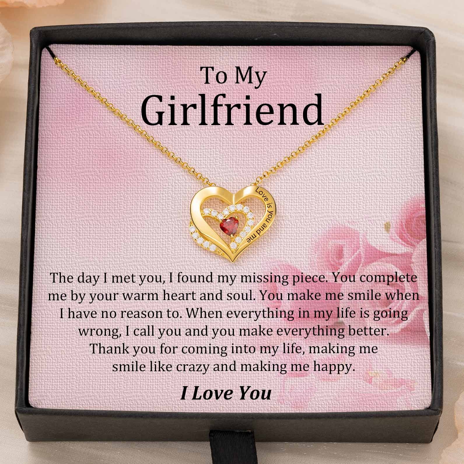 Personalized Double Layer of Love Necklace with Birthstones For Gifts