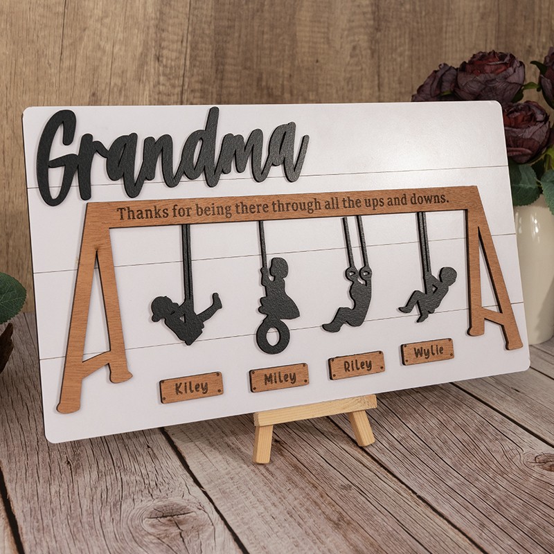 Custom Family Swing Set Sign Thank You for the Ups and Downs For Mom Grandma Christmas Gift