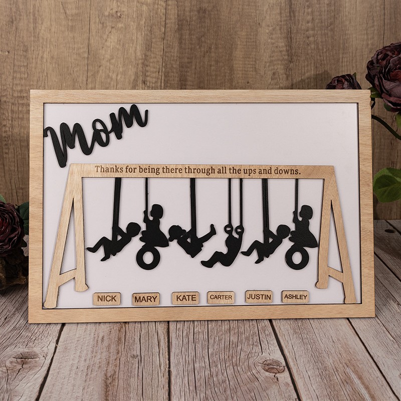 Custom Family Swing Set Sign Thank You for the Ups and Downs For Mom Grandma Christmas Gift