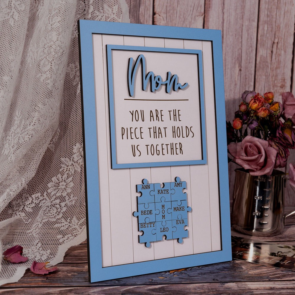 Personalized Mom Puzzle Sign Unique Wood Sign For Mother's Day Gift