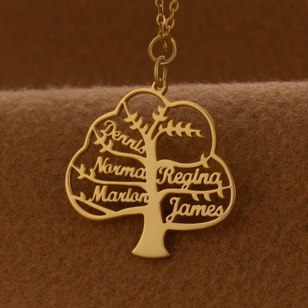 Custom Family Tree Name Engraved Necklaces For Mother's Day Gifts