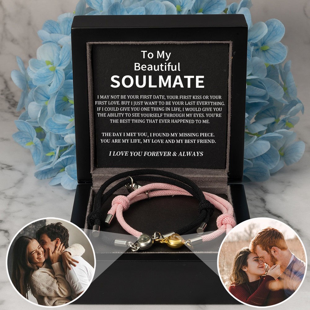 Personalized Rope Memorial Photo Projection Bracelet With Picture Inside Valentine's Day Gifts For Couple