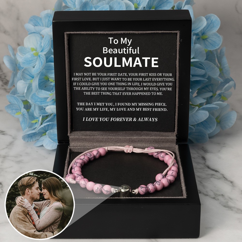 Personalized Rope Memorial Photo Projection Bracelet With Picture Inside Valentine's Day Gifts For Couple