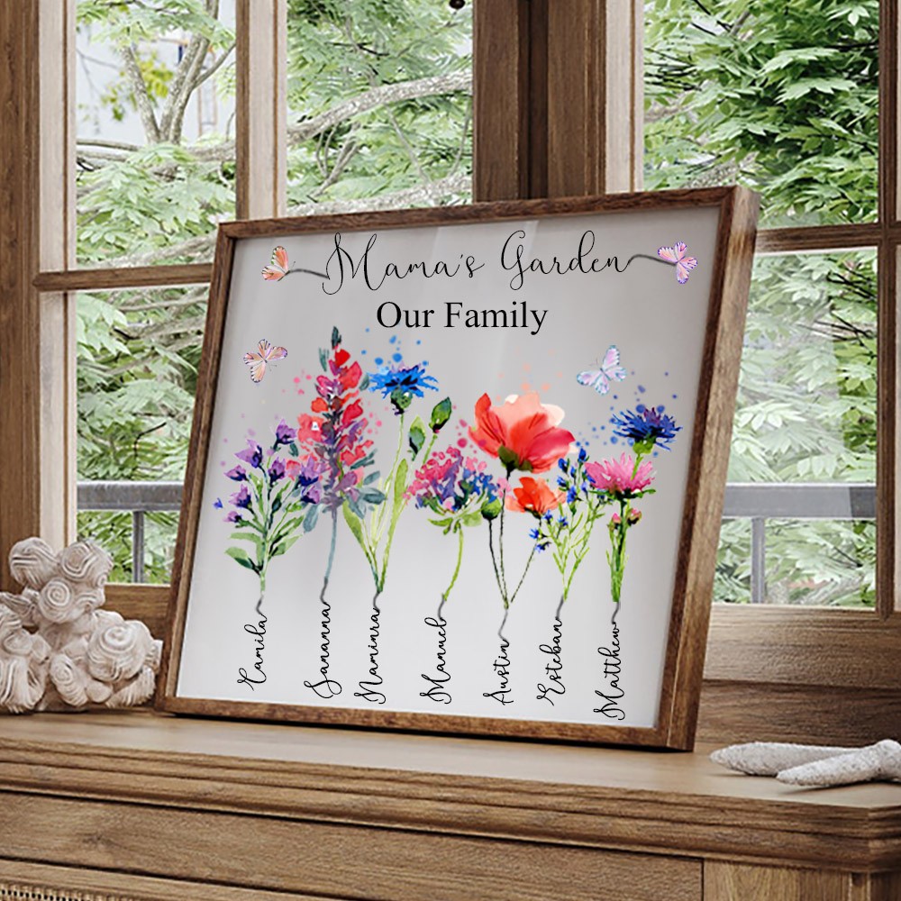 Custom Mama's Garden Birth Flower Frame For Grandma Family Christmas Gift