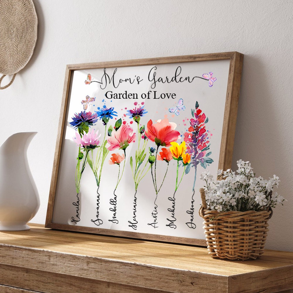 Custom Mom's Garden Birth Flower Frame For Grandma Family Christmas Gift