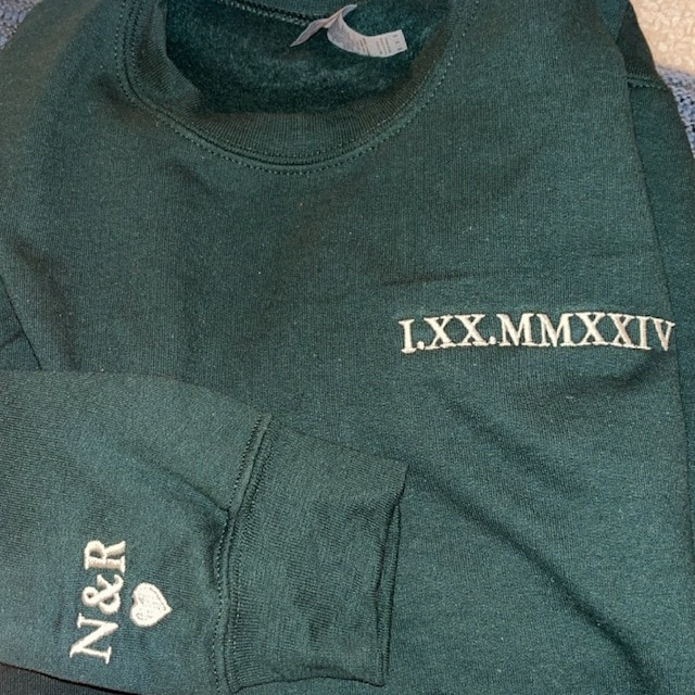 Custom Embroidered Roman Numeral Sweatshirt Anniversary Valentine's Day Gift For Couple