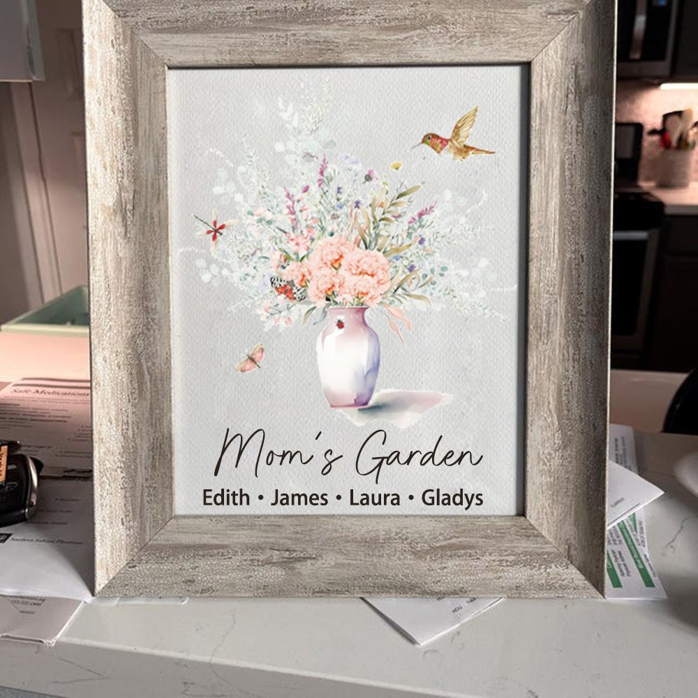 Personalized Birth Flower Bouquet Frame Home Art For Mom Grandma Christmas Gift