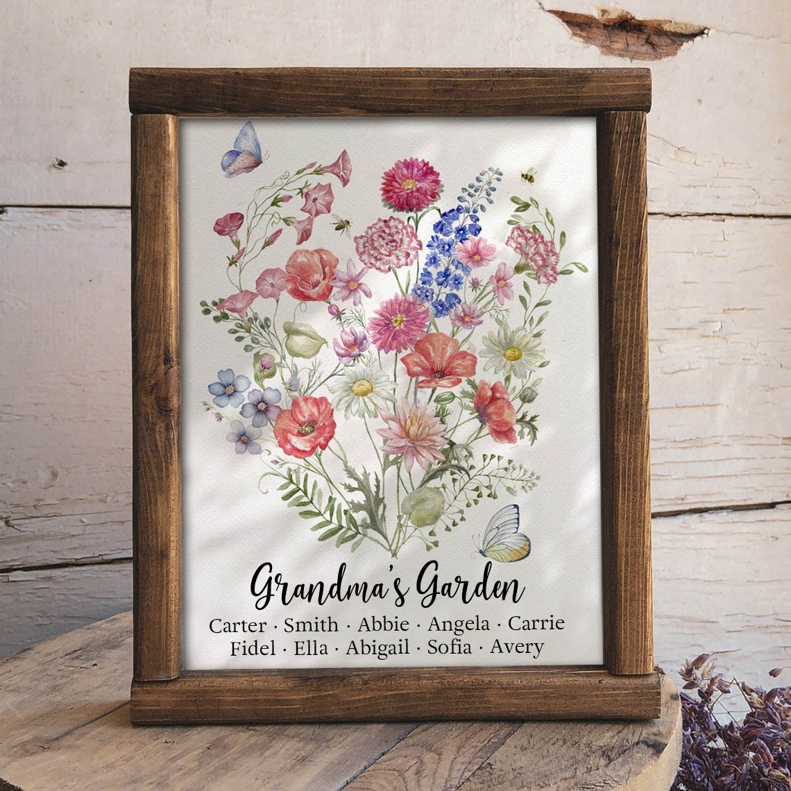 Custom Birth Flower Bouquet Frame Home Art For Mom Grandma Christmas Gift