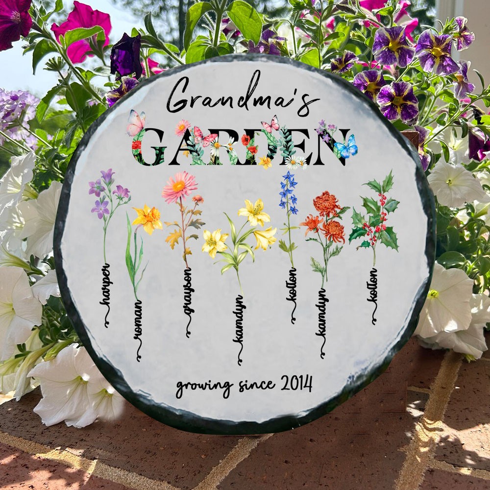 Custom Grandma's Garden Birth Flower Plaque For Mom Grandma Christmas Gift Ideas