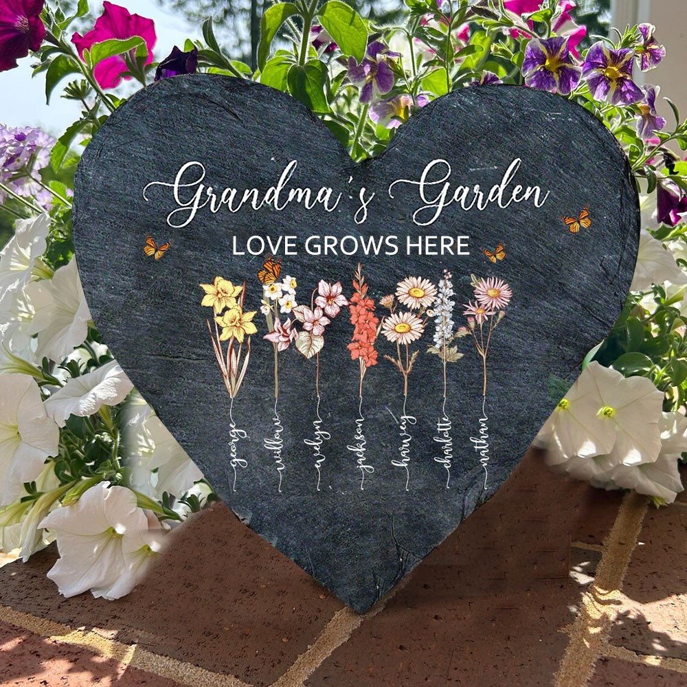 Custom Grandma's Garden Birth Flower Plaque For Mom Grandma Christmas Gift Ideas