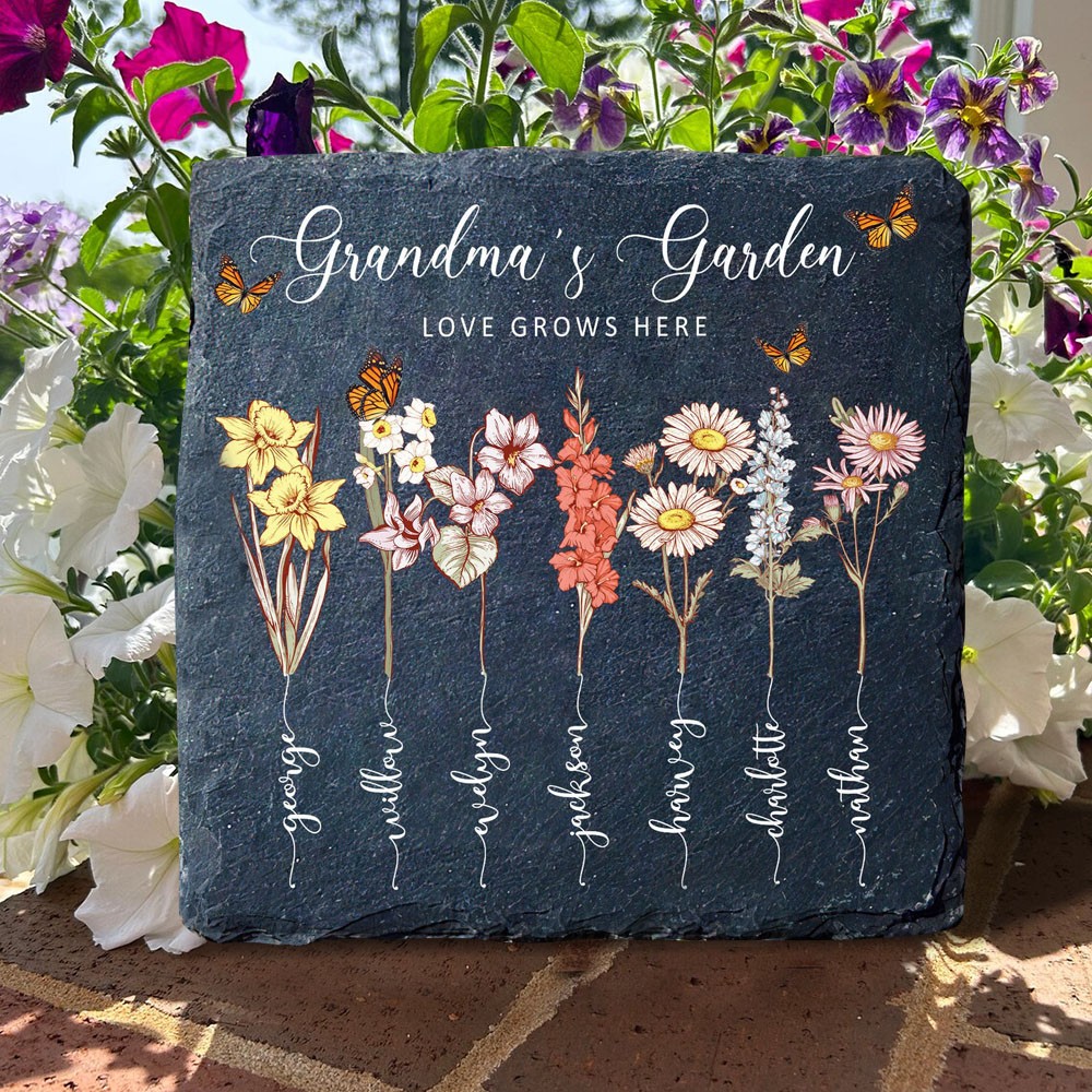 Custom Grandma's Garden Birth Flower Plaque For Mom Grandma Christmas Gift Ideas