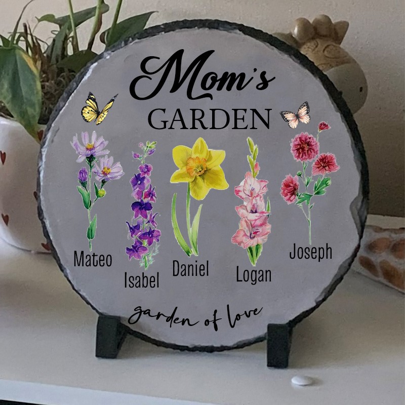 Personalized Mom's Garden Birth Flower Plaque For Mom Grandma Christmas Gift Ideas