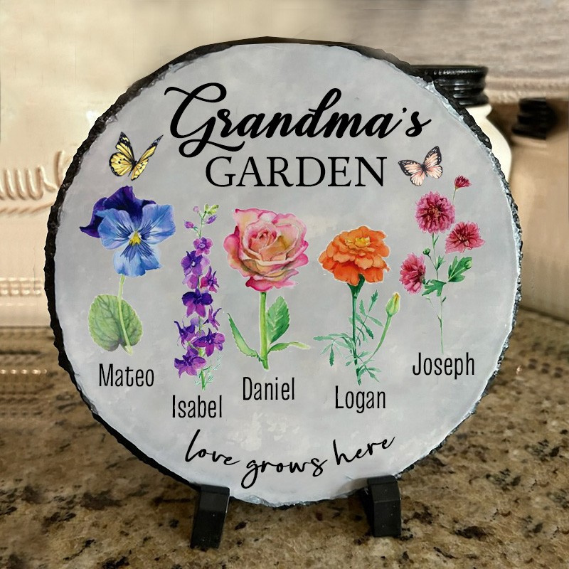 Personalized Grandma's Garden Birth Flower Plaque For Mom Grandma Christmas Gift Ideas