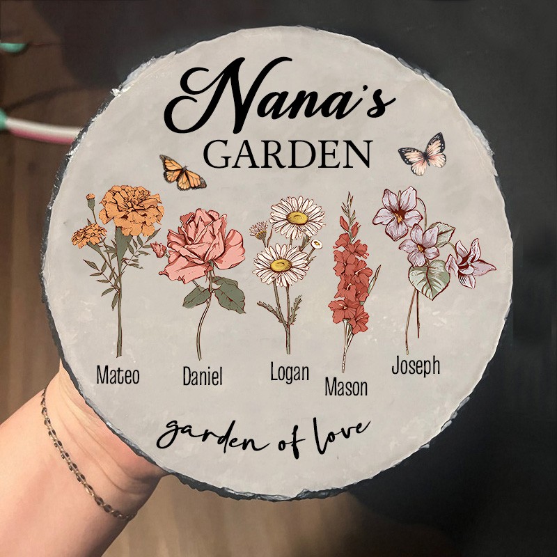 Custom Nana's Garden Birth Month Flower Plaque For Mom Grandma Christmas Gift