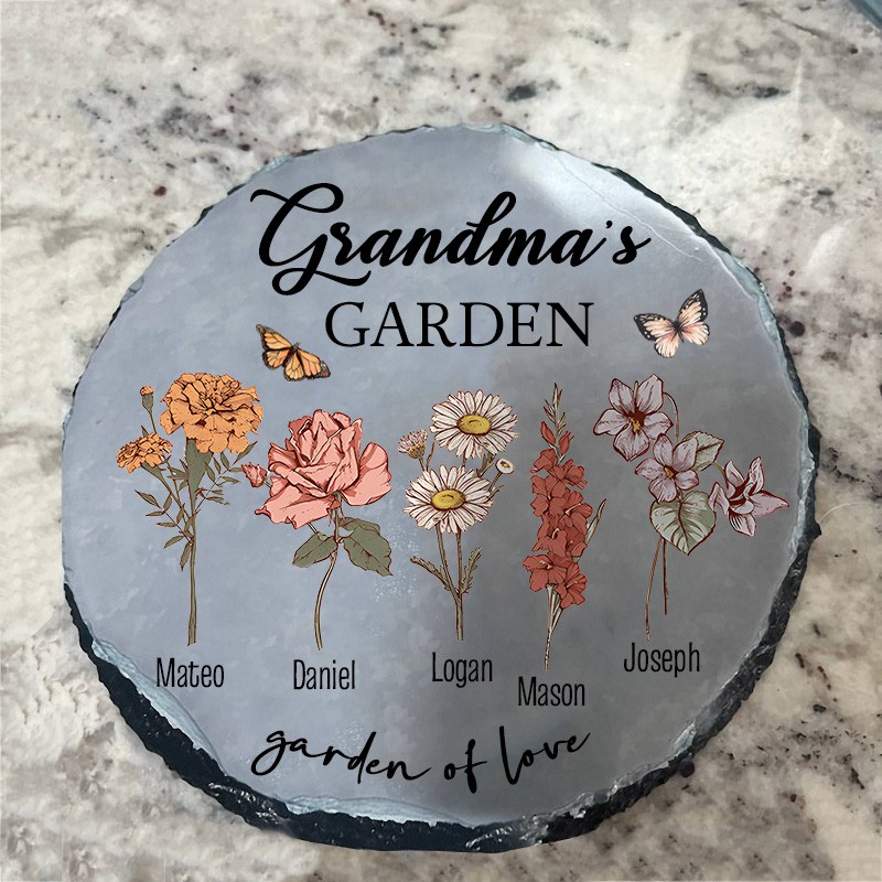 Custom Grandma's Garden Birth Month Flower Plaque For Mom Grandma Christmas Gift