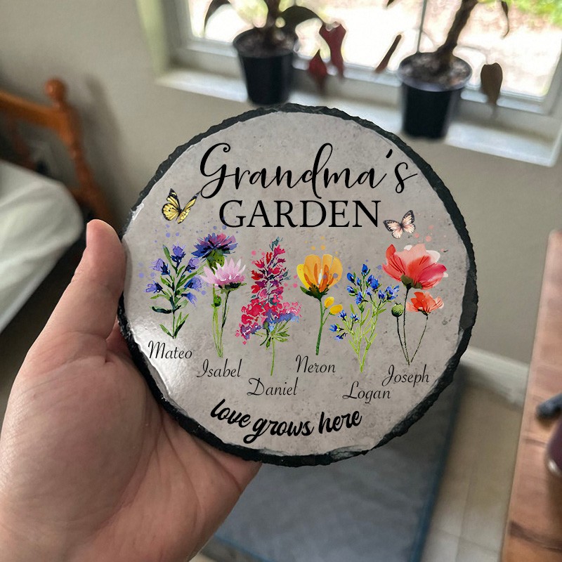 Custom Grandma's Garden Birth Month Flower Plaque For Mom Grandma Christmas Gift