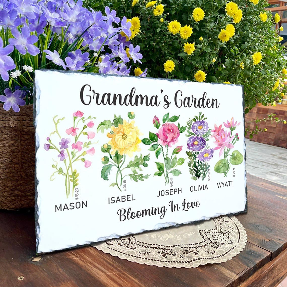 Custom Grandma's Garden Birth Month Flower Plaque For Mom Grandma Christmas Gift Ideas