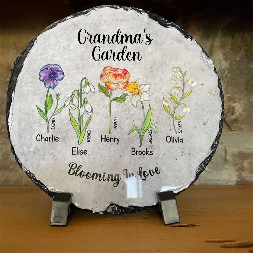 Personalized Grandma's Garden Birth Flower Plaque For Mom Grandma Christmas Gift Ideas