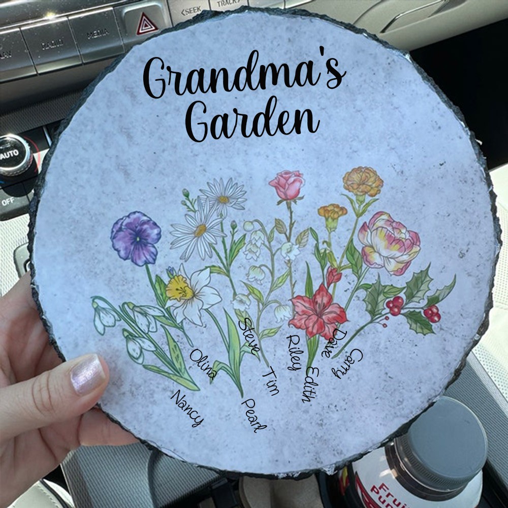 Personalized Grandma's Garden Birth Flower Plaque For Mom Grandma Christmas Gift Ideas