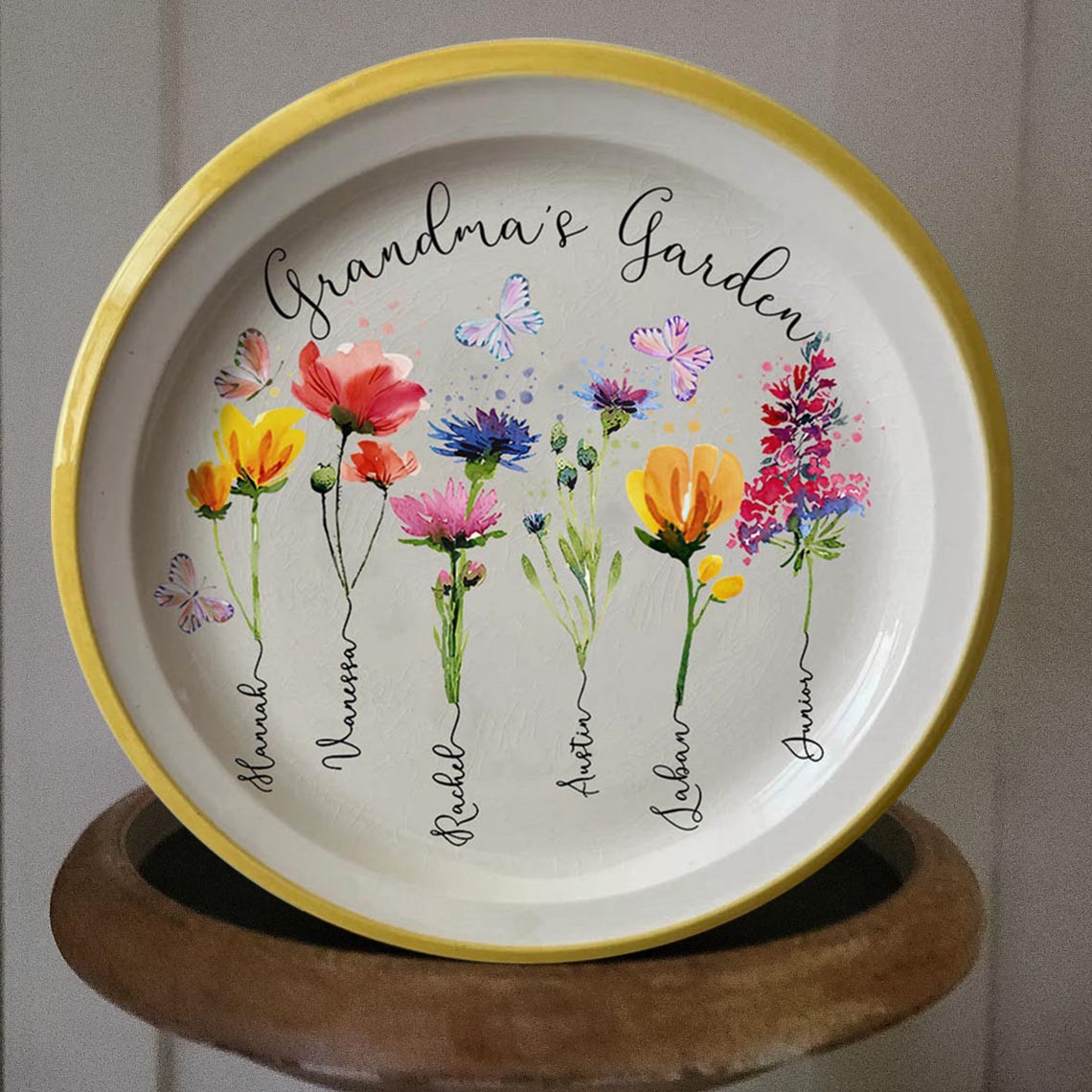 Personalized Birth Flower Platter For Christmas Mom Grandma Family Gift Ideas