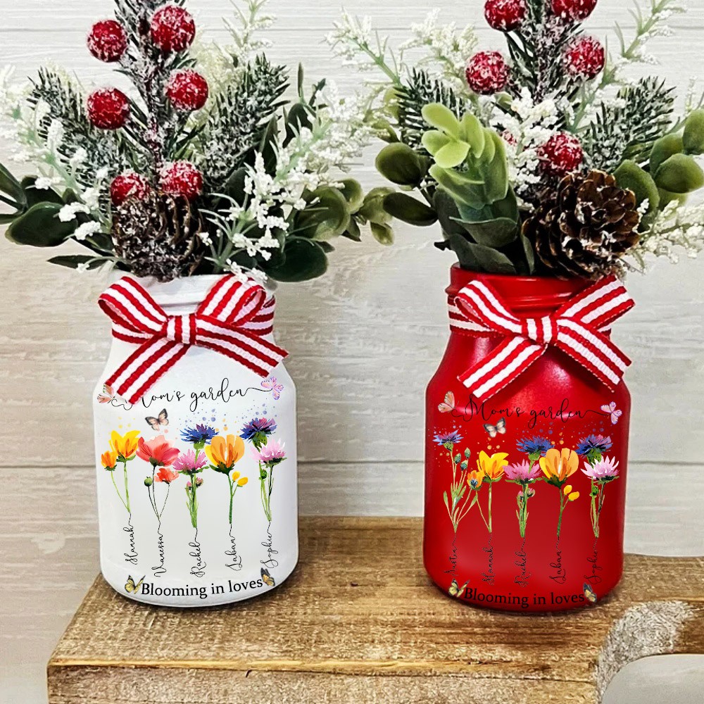 Personalized Birth Month Flower Vase For Mom Grandma Christmas Day Gift Ideas