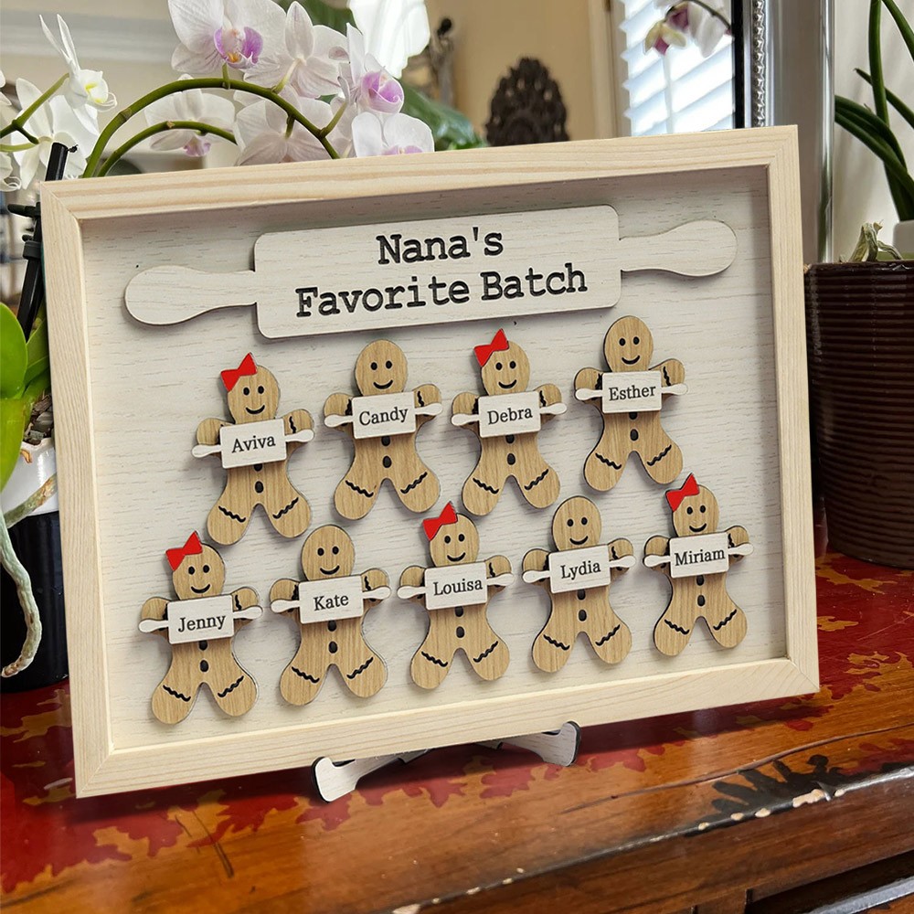 Custom Nana's Favorite Batch Christmas Gingerbread Family Wood Sign With For Mom Grandma Gift