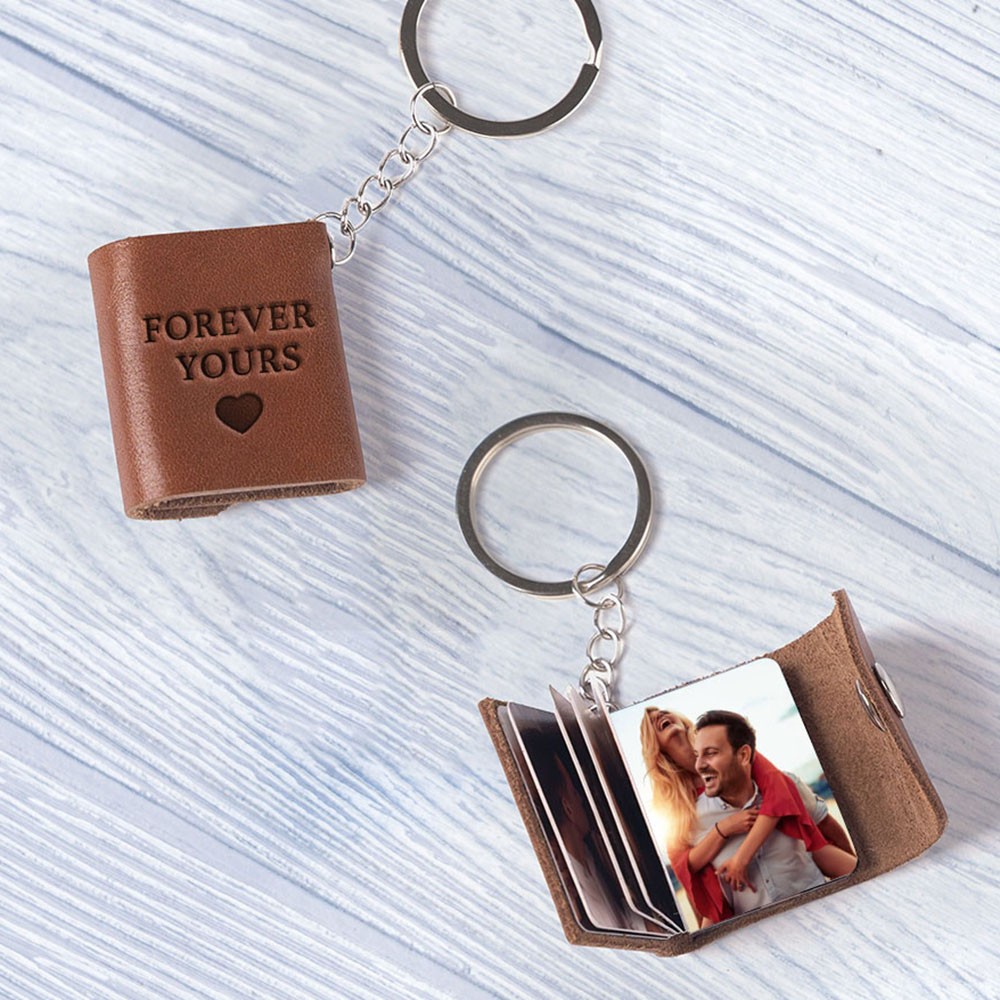 Personalized Leather Handmade Keychain with Photos For Valentine's Day