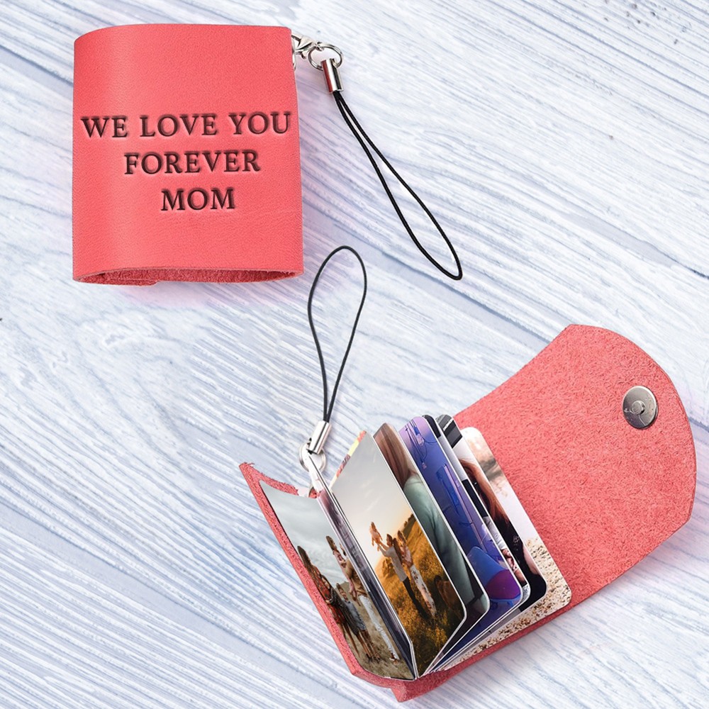 Personalized Leather Photo Album Keychain Gifts For Mom Mother's Day