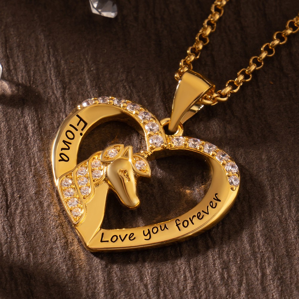 Personalized Horse Necklace with Custom Secret Message For Girlfriend Wife Horse Lovers