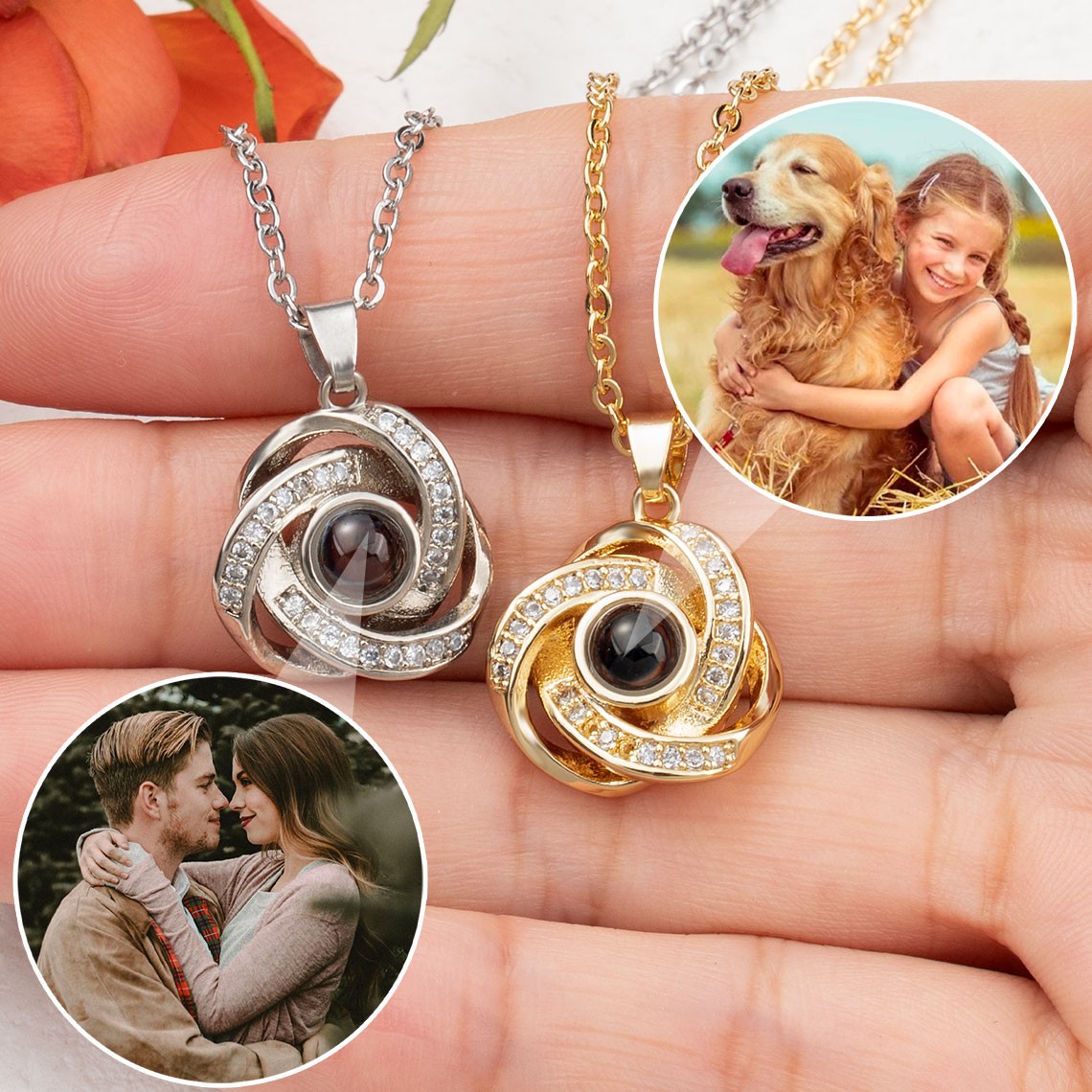 Personalized Photo Projection Charm Necklace For Soulmate Valentine's Day