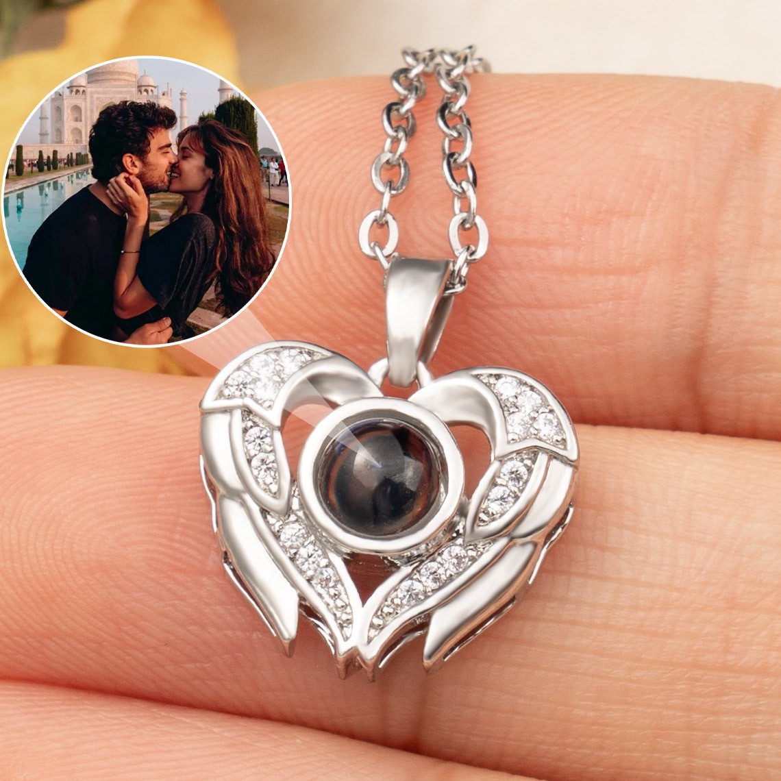 Personalized Photo Projection Charm Necklace For Soulmate Valentine's Day