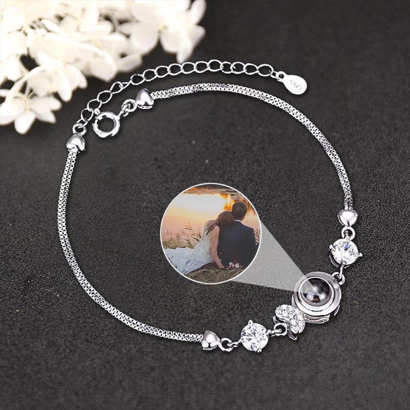 Personalized Memorial Projection Bracelet With Photo Inside For Couple Valentine's Day Gifts