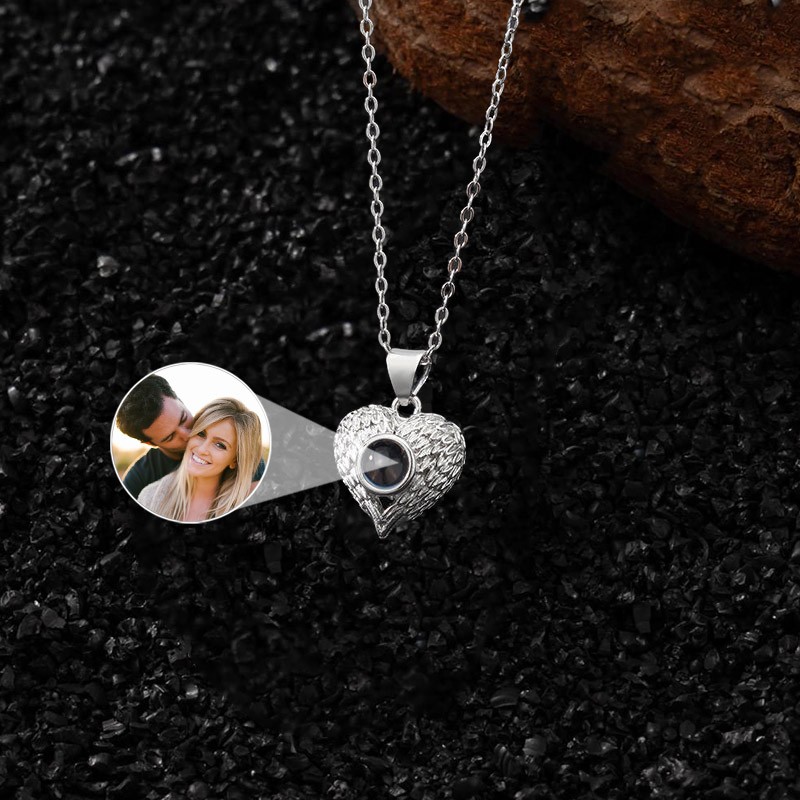 Personalized Heart Memorial Photo Projection Necklace For Soulmate Valentine's Day