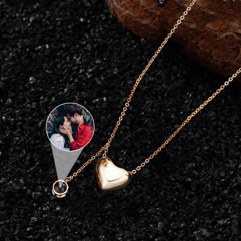 Personalized Heart Memorial Photo Projection Necklace For Soulmate Valentine's Day