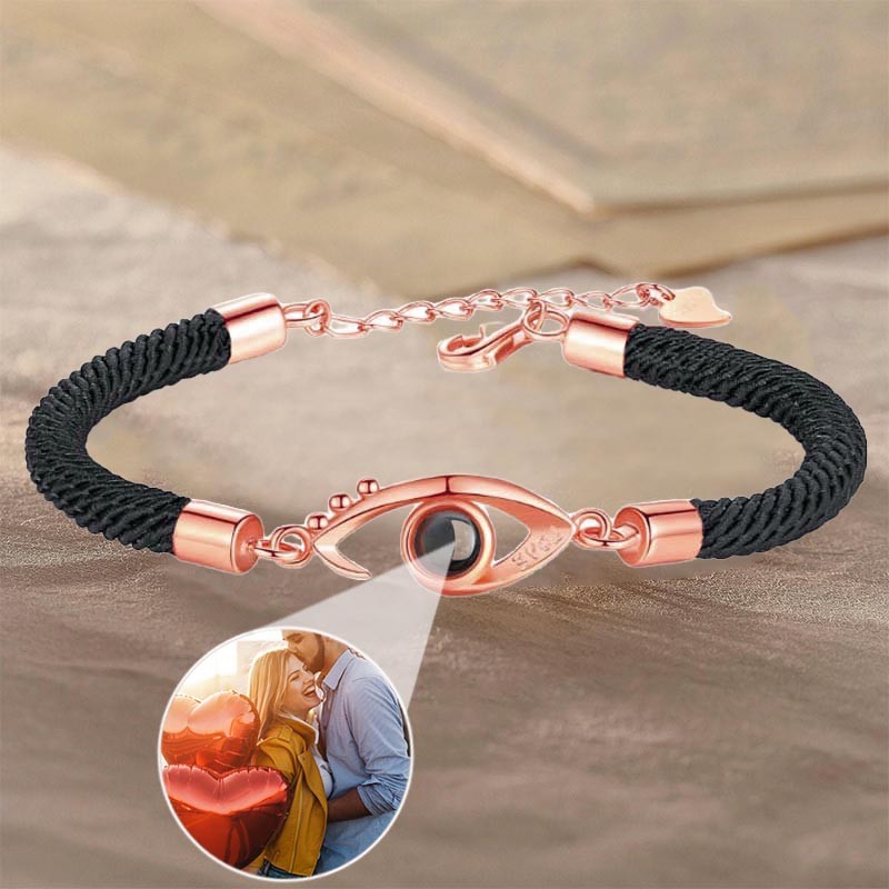 Custom Rope Memorial Photo Projection Bracelet With Picture Inside For Couple Valentine's Day Gifts