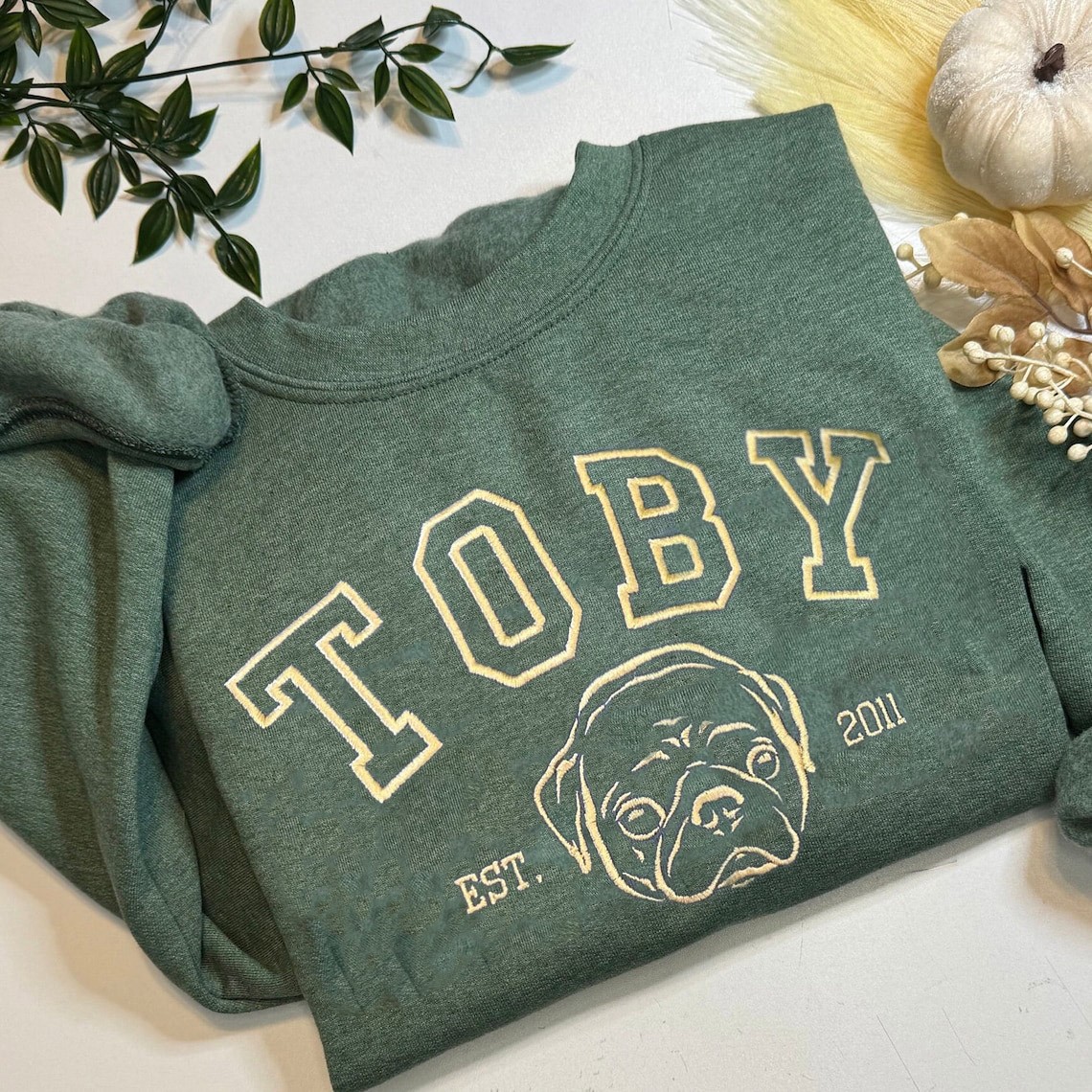 Custom Embroidered Dog Face Hoodie Sweatshirt For Pet Lover Gift