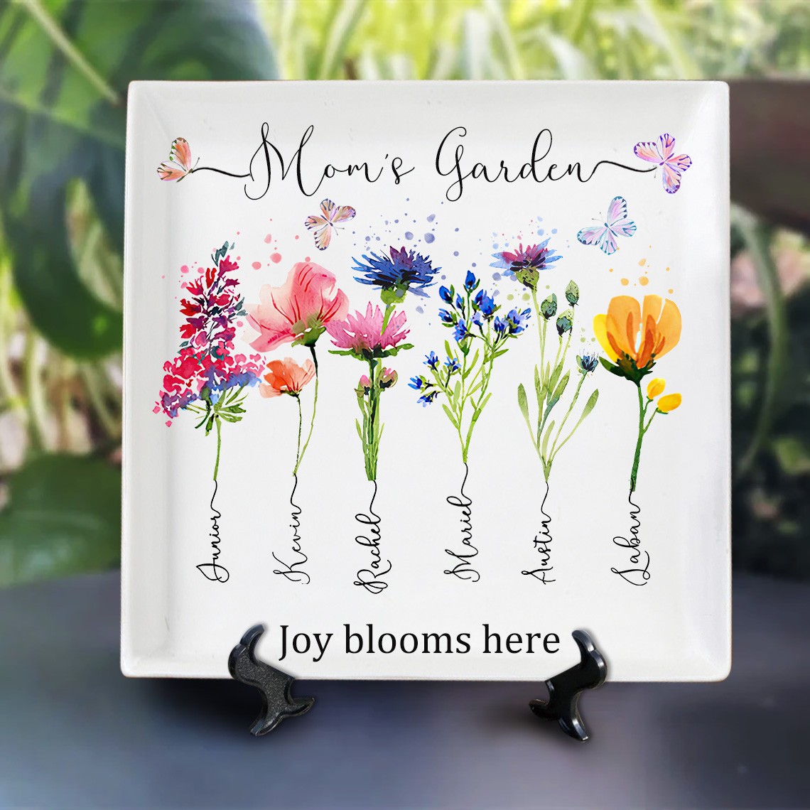 Custom Mom's Garden Birth Flower Platter For Christmas Mom Grandma Gift Ideas