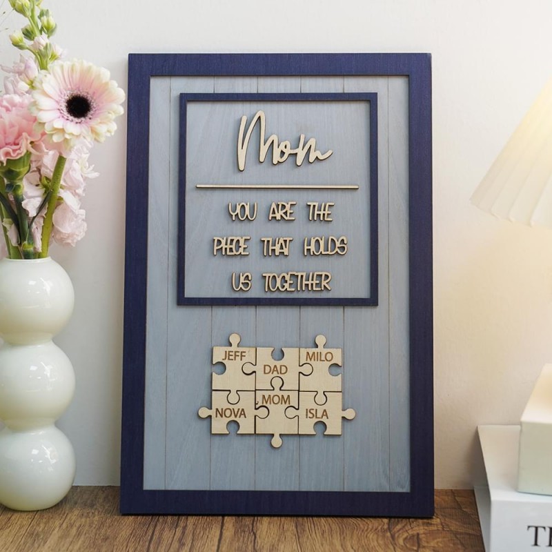 Personalized Mom Puzzle Sign Unique Wood Sign For Mother's Day Gift