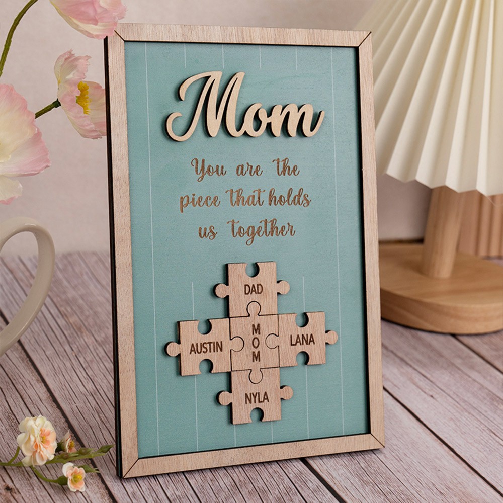 Personalized Mom Puzzle Sign Unique Wood Sign For Mother's Day Gift