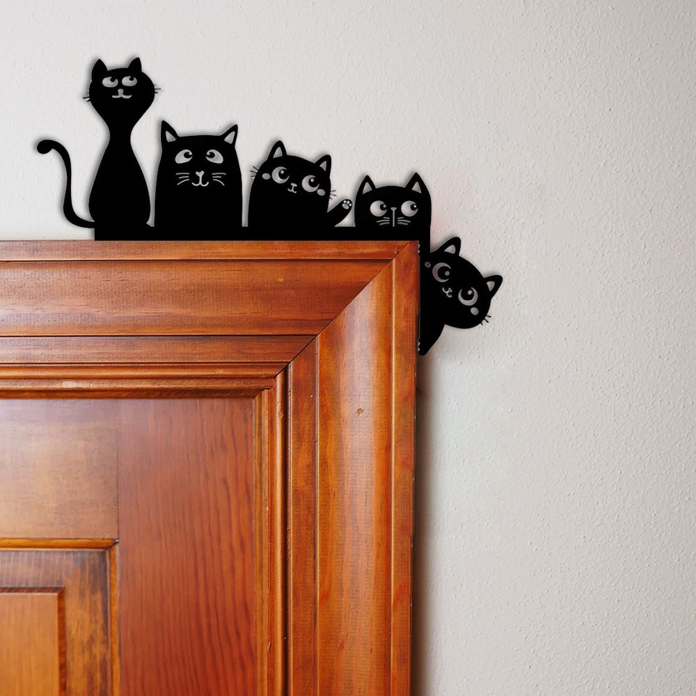 Halloween Black Cat Door Topper Home Corner Sign Gift for Cat Lovers