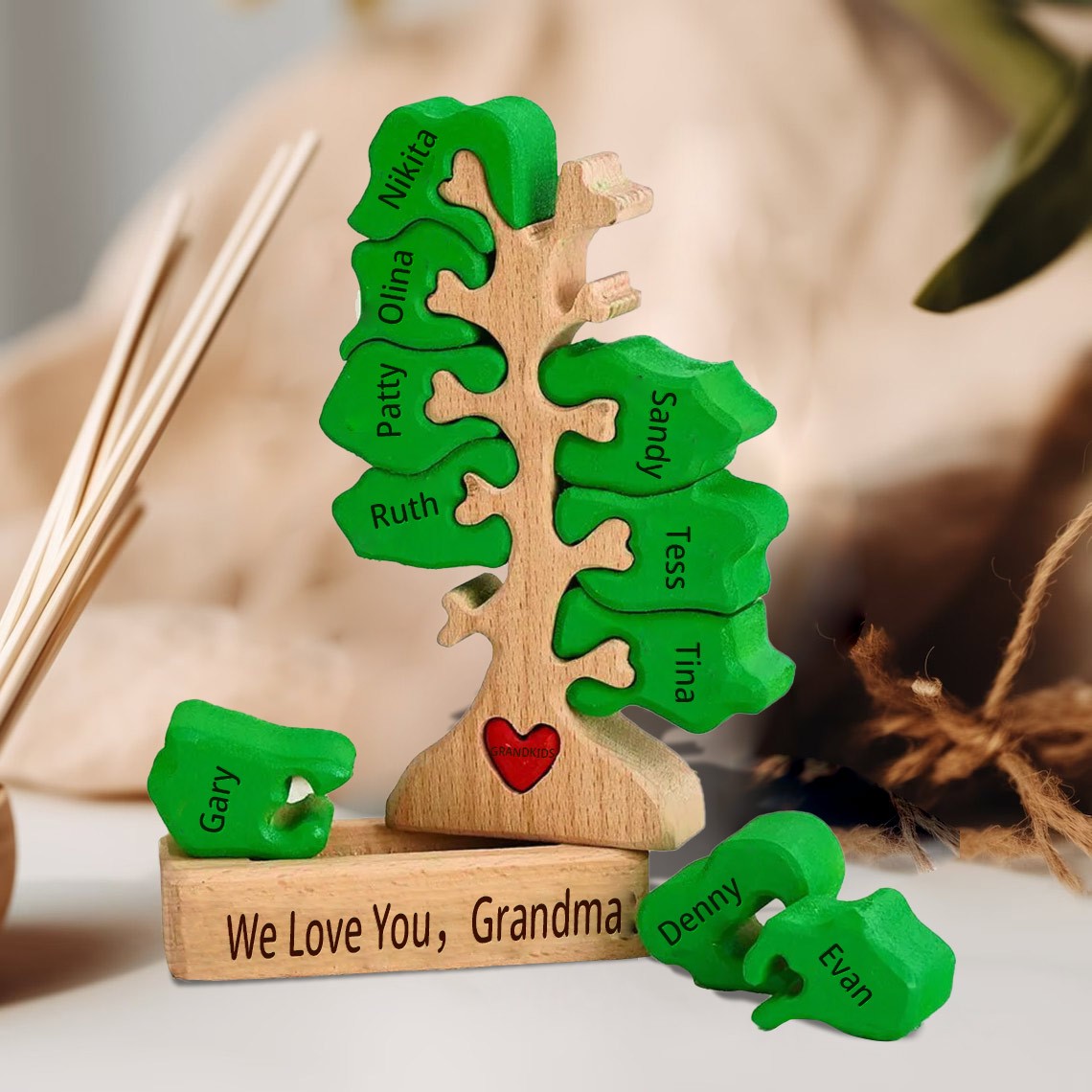 Personalized Wooden Family Tree Puzzle Home Decor For Christmas Keepsake Gift